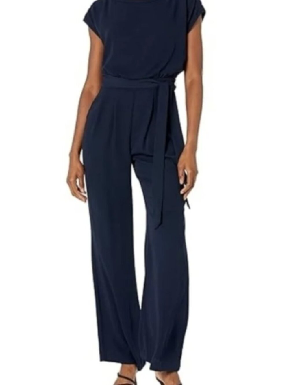 Eliza J Navy Belted Jumpsuit